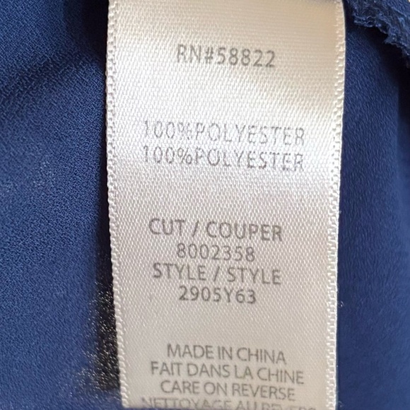 Max Studio| Boho Royal Blue Floral Long Sleeve Gathered Ruffled Dress Sz M - Picture 6 of 7